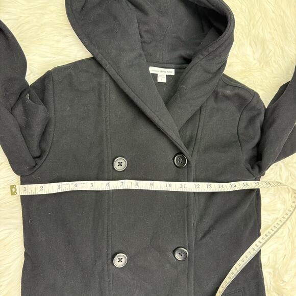 James Perse Double Breasted Pea Coat Hoodie Jacket Black Size 1 (Small) - Picture 4 of 8